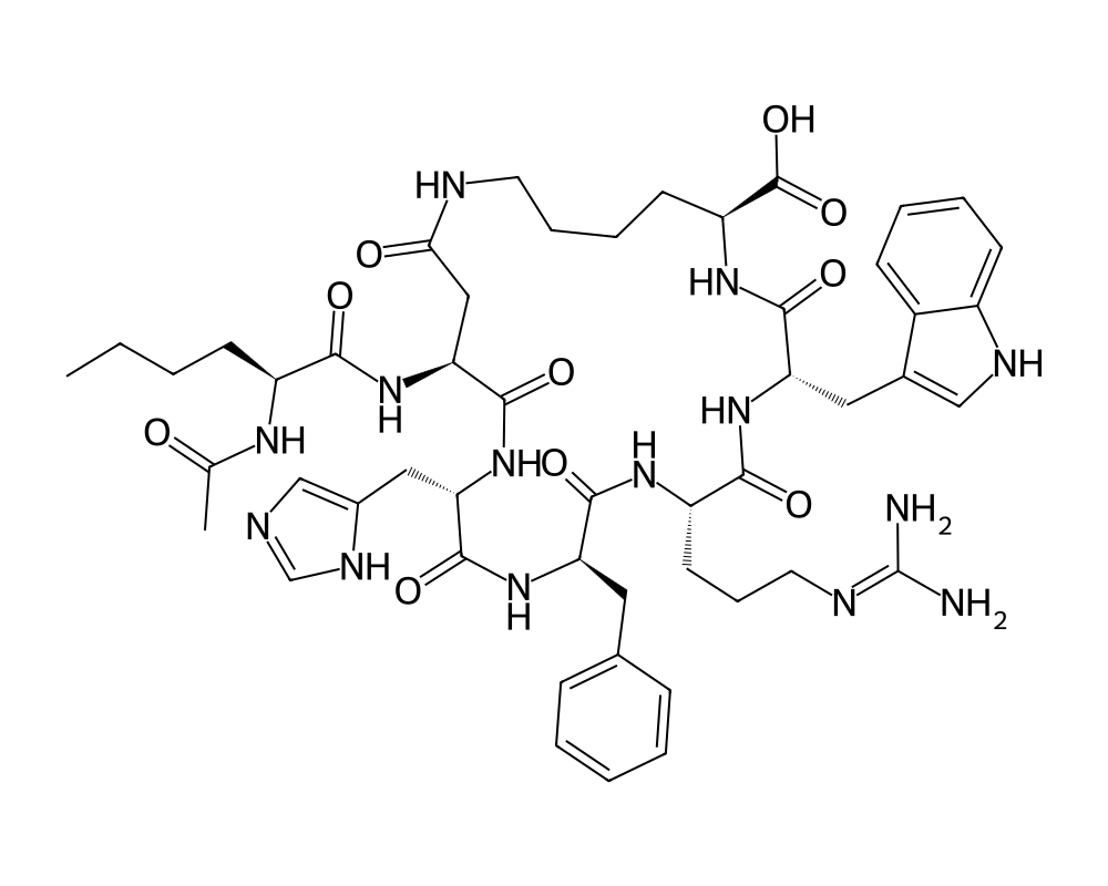 2D molecular structure of PT-141 (Bremelanotide)